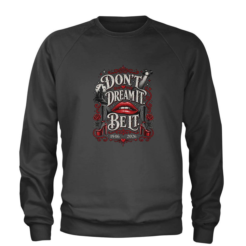Don't Dream It, Be It Glam Camp Curry graphic on Unisex Heavyweight Fleece Crewneck Sweatshirt in Charcoal Grey