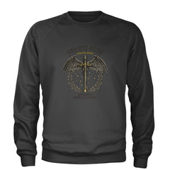 Fourth Wing Dragon Rider Vintage Basgiath War College Adult Crewneck Sweatshirt Charcoal Grey