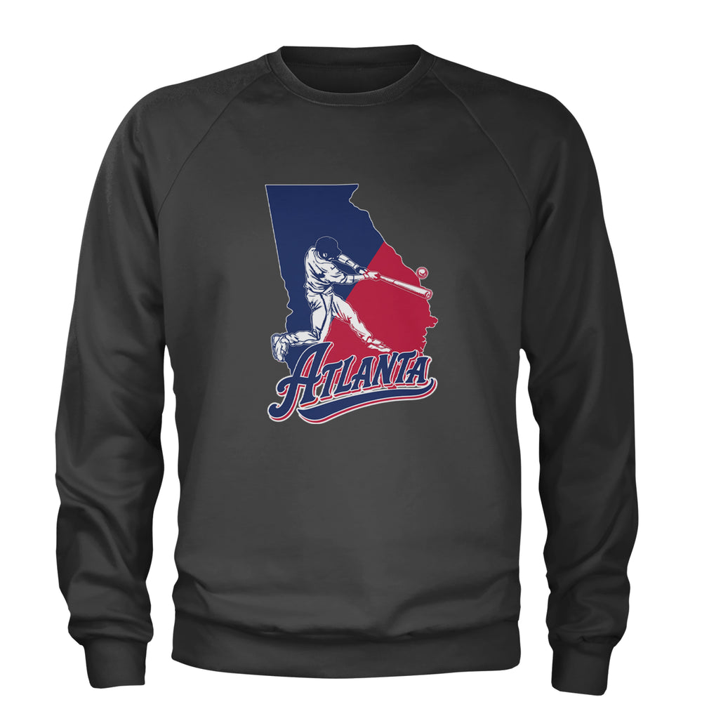 Atlanta Georgia Batter Up Adult Crewneck Sweatshirt Charcoal Grey