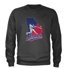 Atlanta Georgia Batter Up Adult Crewneck Sweatshirt Charcoal Grey