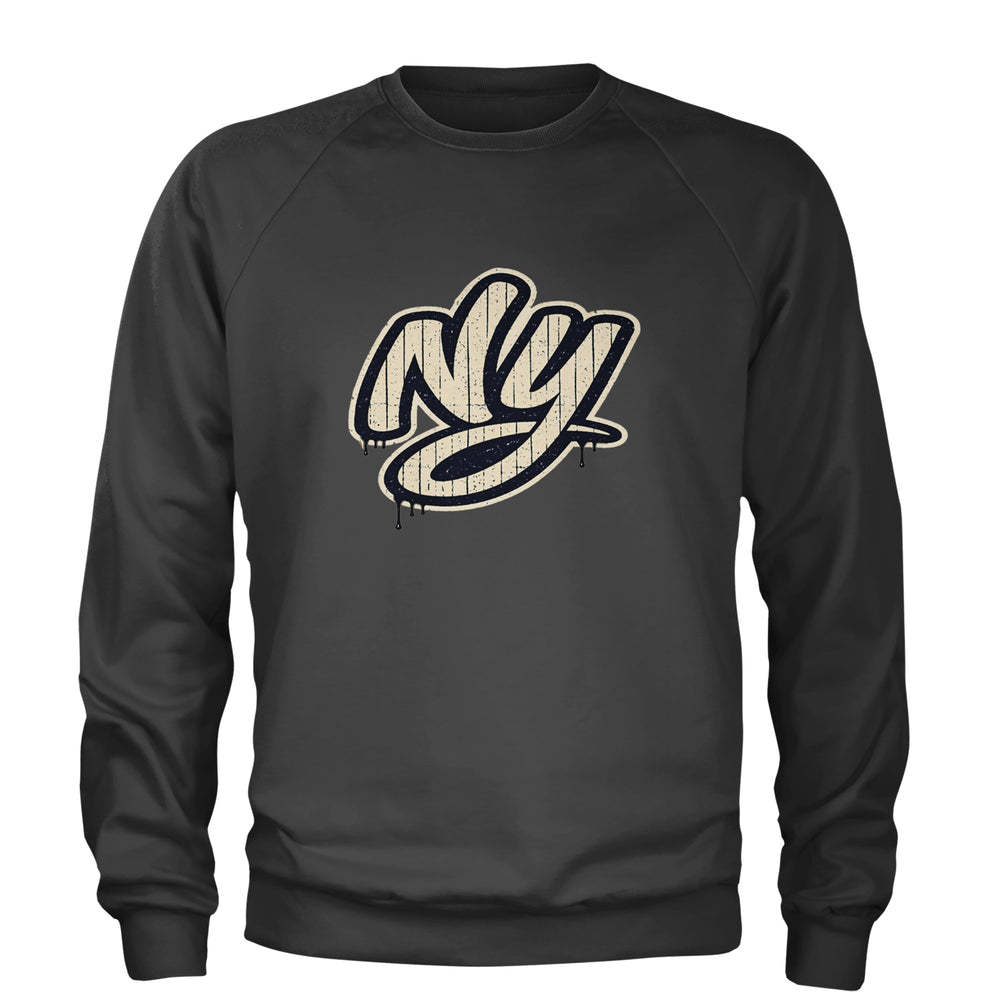 NYC New York City Grunge Street Adult Crewneck Sweatshirt Charcoal Grey