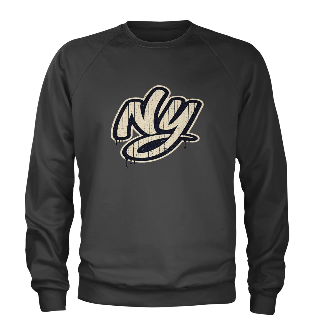 NYC New York City Grunge Street Adult Crewneck Sweatshirt Charcoal Grey