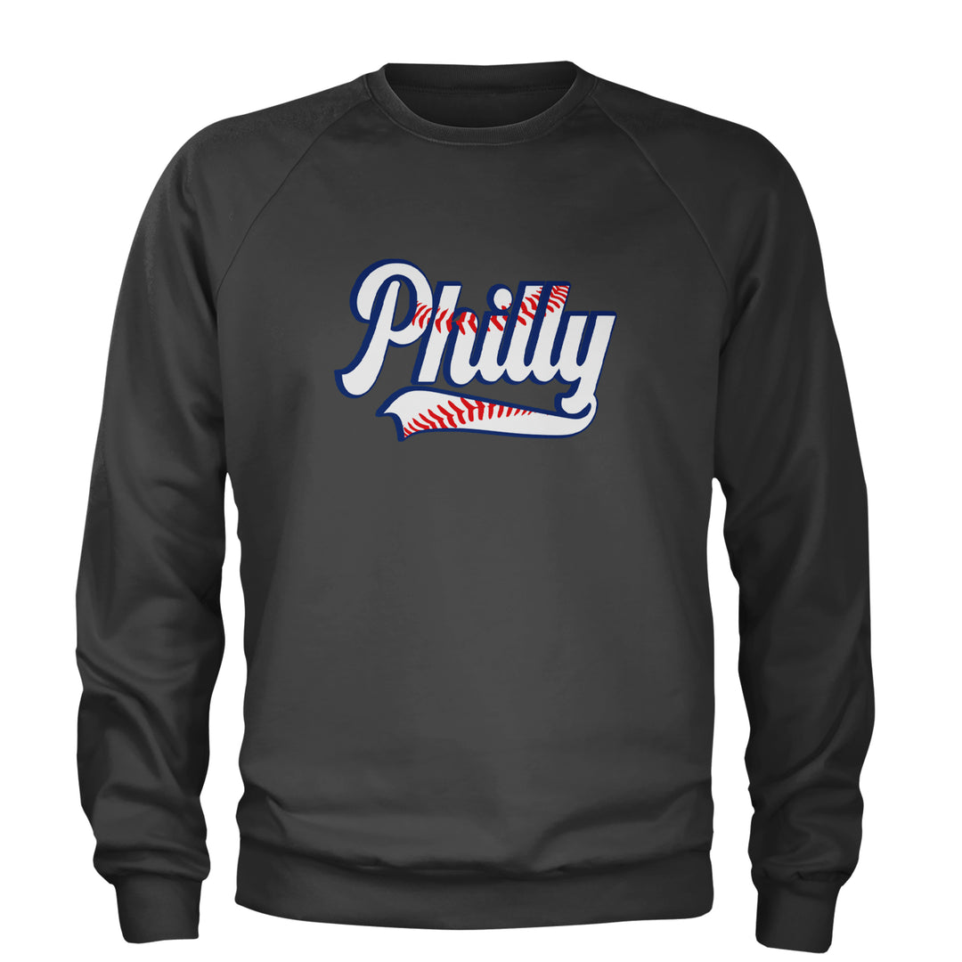 Philly Baseball Stitching Adult Crewneck Sweatshirt Charcoal Grey