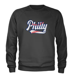Philly Baseball Stitching Adult Crewneck Sweatshirt Charcoal Grey
