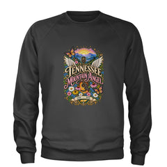 Tennessee Mountain Angel Wings Dolly Adult Crewneck Sweatshirt Charcoal Grey