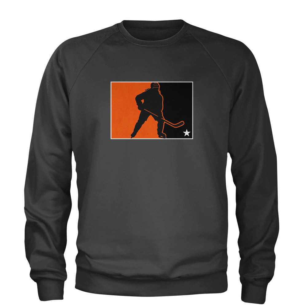 Hockey Enforcer Retro Vintage Adult Crewneck Sweatshirt Charcoal Grey