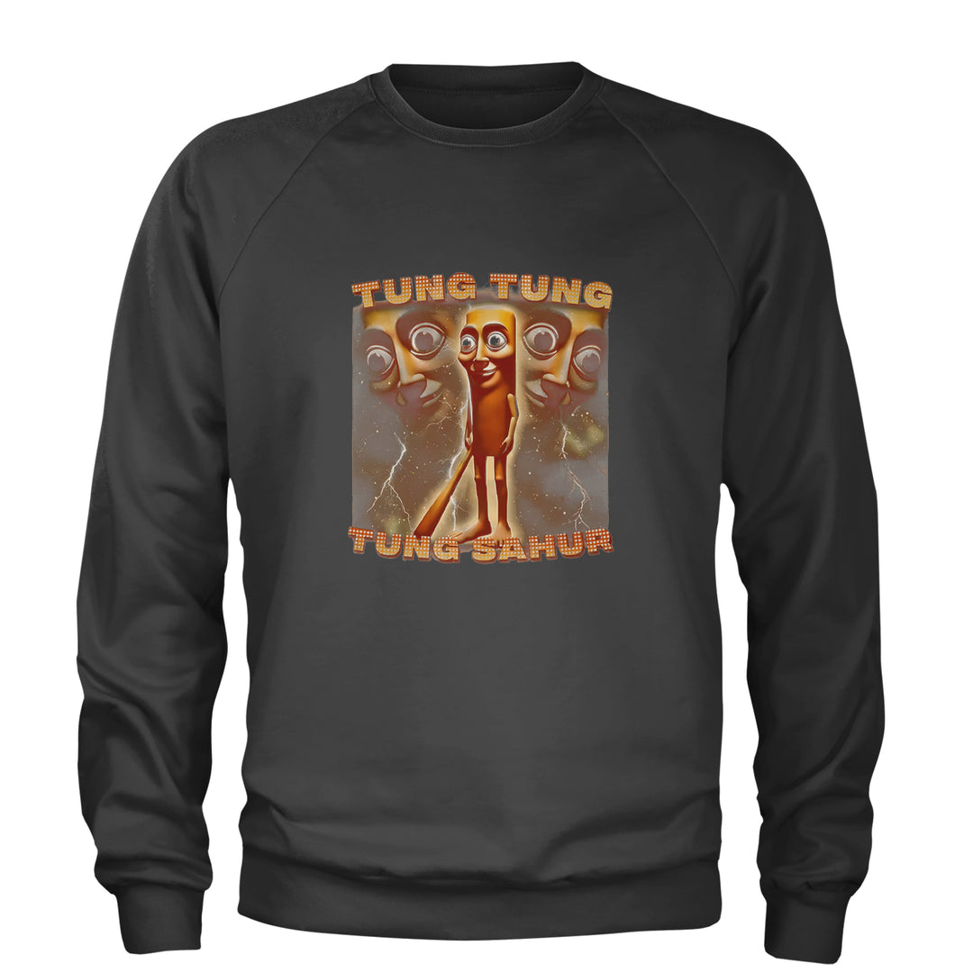 Tung Tung Tung Sahur Enforcer Adult Crewneck Sweatshirt Charcoal Grey