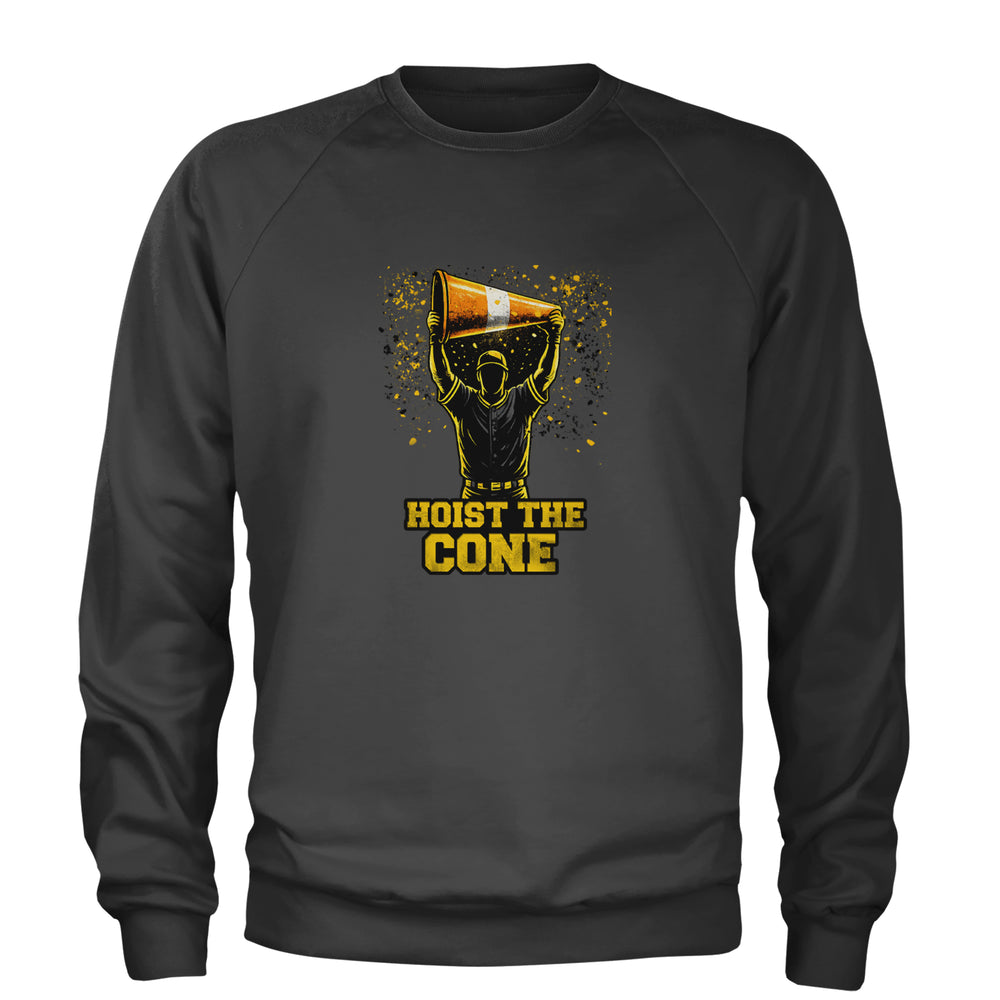 Hoist The Cone Pittsburgh Pride Adult Crewneck Sweatshirt Charcoal Grey