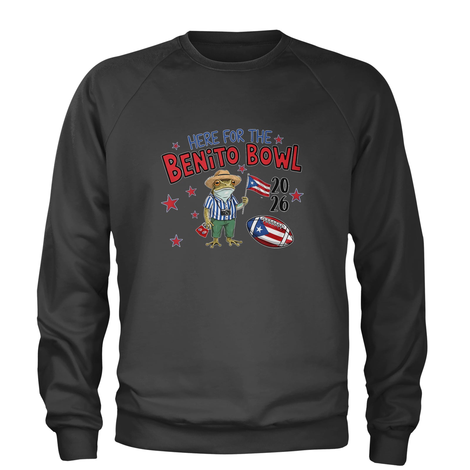 Frog Here for the Benito Bowl Football Adult Crewneck Sweatshirt Black