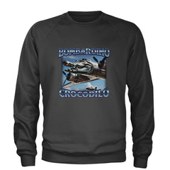 Bombardino Crocodilo Brainrot Adult Crewneck Sweatshirt Charcoal Grey