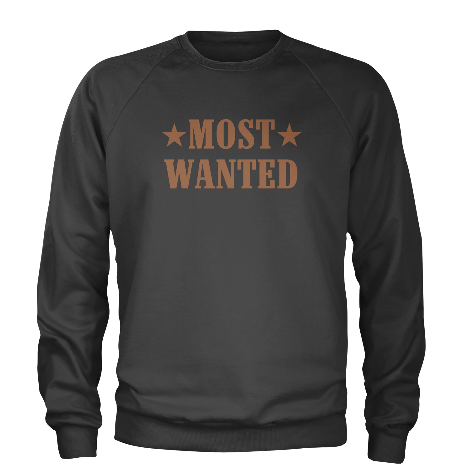 Most Wanted Cowboy Adult Crewneck Sweatshirt Charcoal Grey