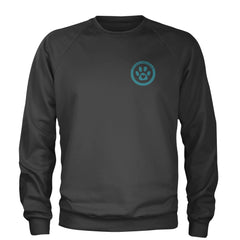 TLC To Love a Canine Dog Rescue Teal Adult Crewneck Sweatshirt Charcoal Grey