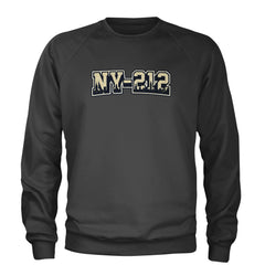 New York City 212 Area Code Skyline  Adult Crewneck Sweatshirt Charcoal Grey