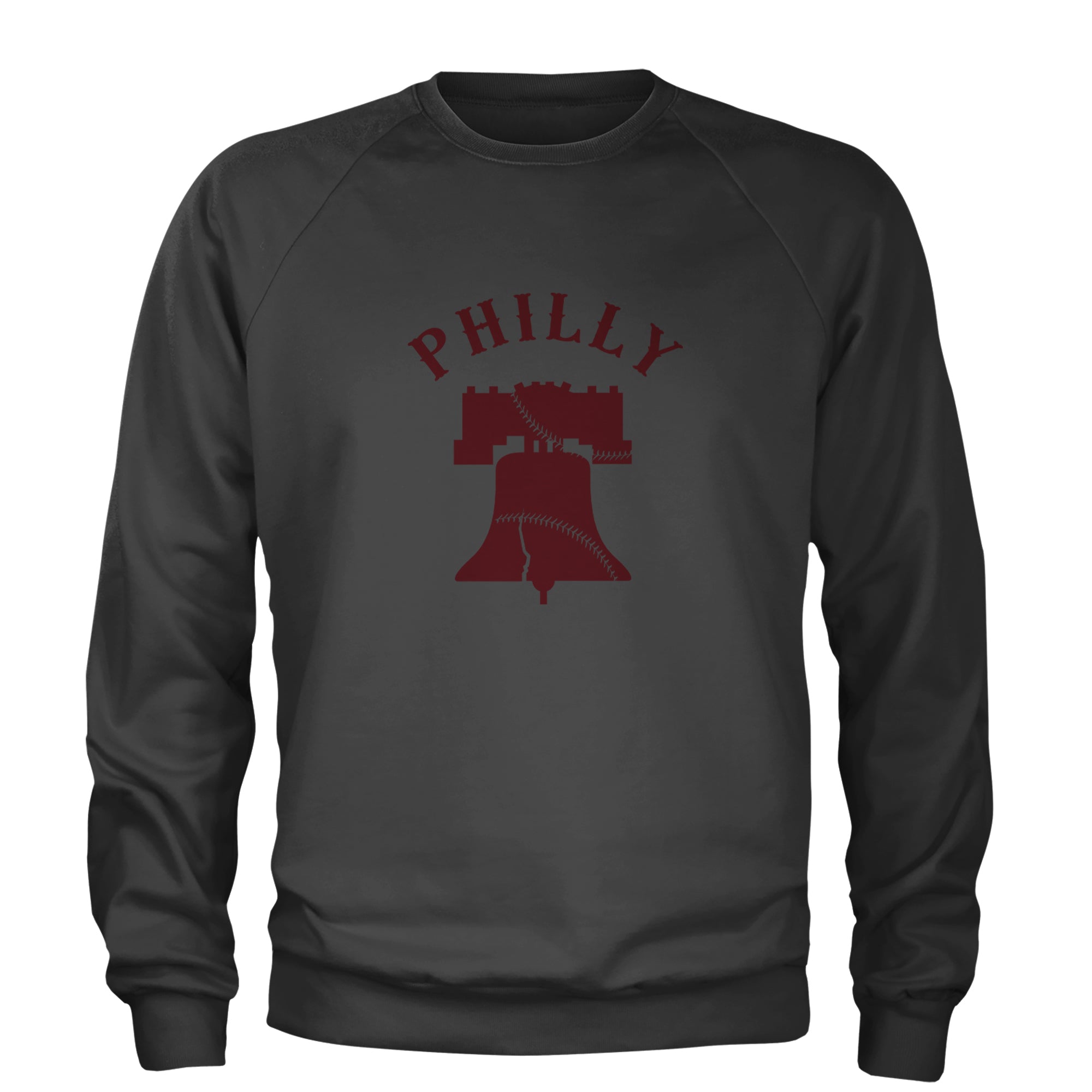 Philly Cracked Liberty Bell Adult Crewneck Sweatshirt Charcoal Grey