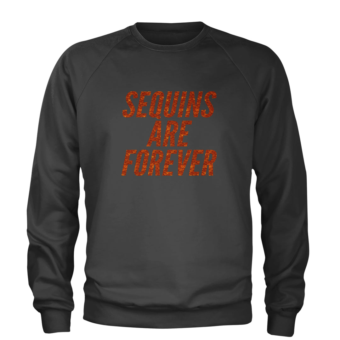Sequins Are Forever Retro Glam Adult Crewneck Sweatshirt Charcoal Grey
