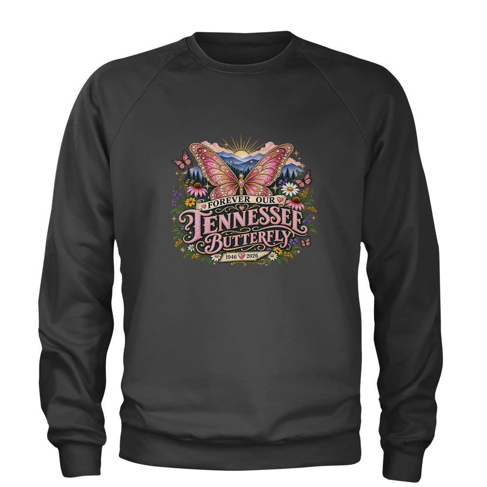 Forever Our Tennessee Butterfly Dolly Adult Crewneck Sweatshirt Charcoal Grey