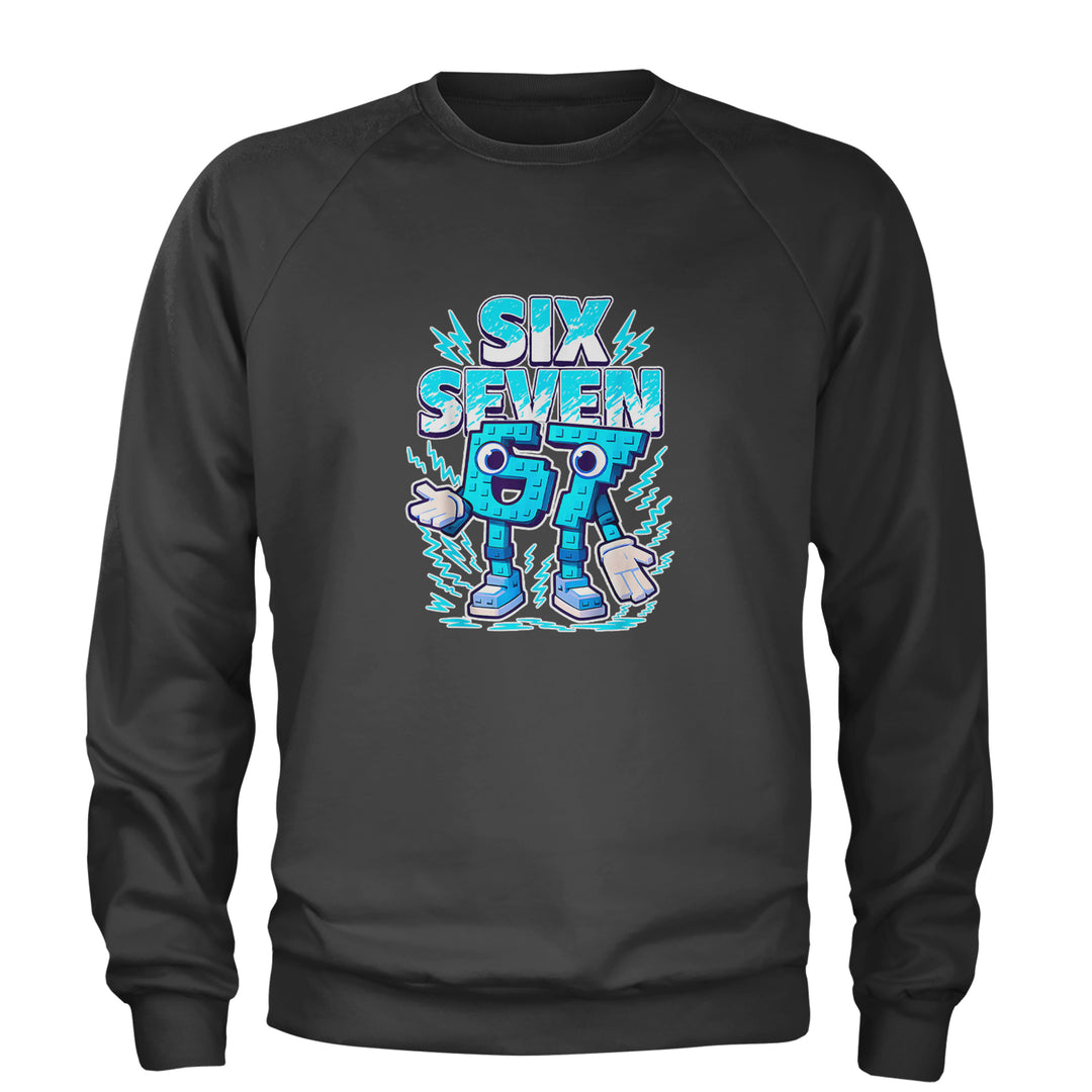 67 Brainrot Meme Slang Adult Crewneck Sweatshirt Charcoal Grey