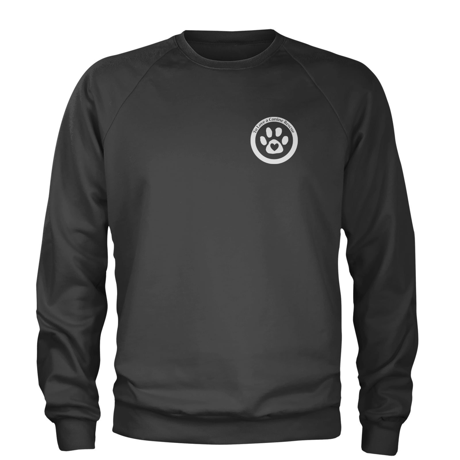 TLC To Love a Canine Dog Rescue White Adult Crewneck Sweatshirt Black