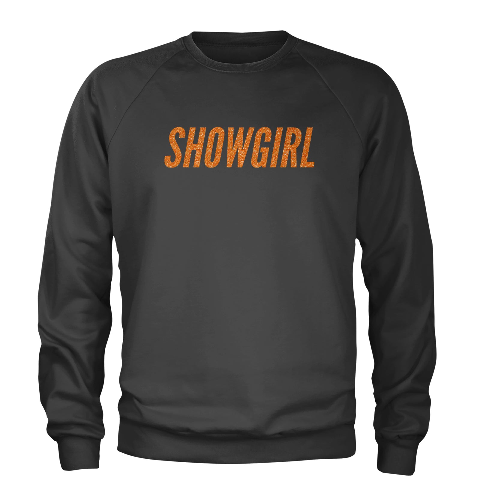 Showgirl Orange Glitter Adult Crewneck Sweatshirt Black