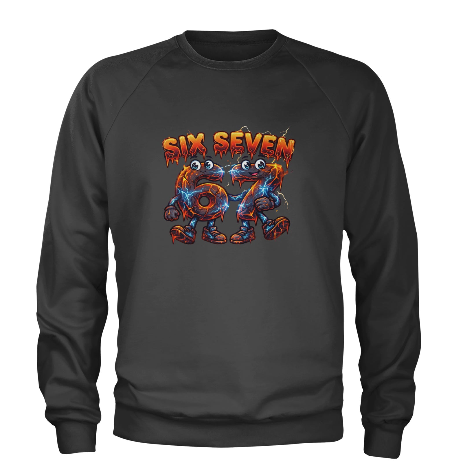67 Lava Lightning Six Seven Meme Adult Crewneck Sweatshirt Black