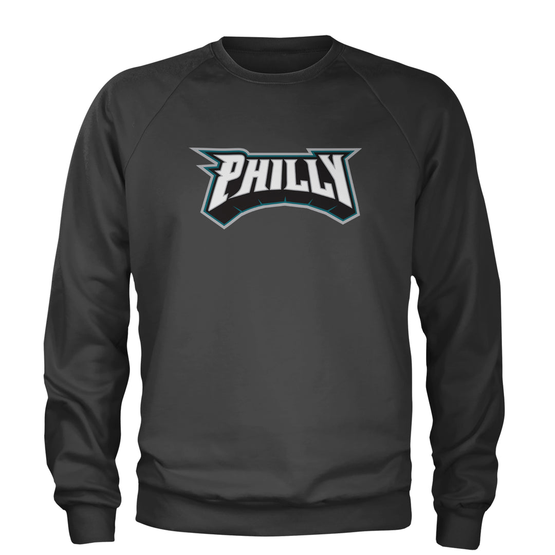 Philly Bold Block Throwback Adult Crewneck Sweatshirt Charcoal Grey