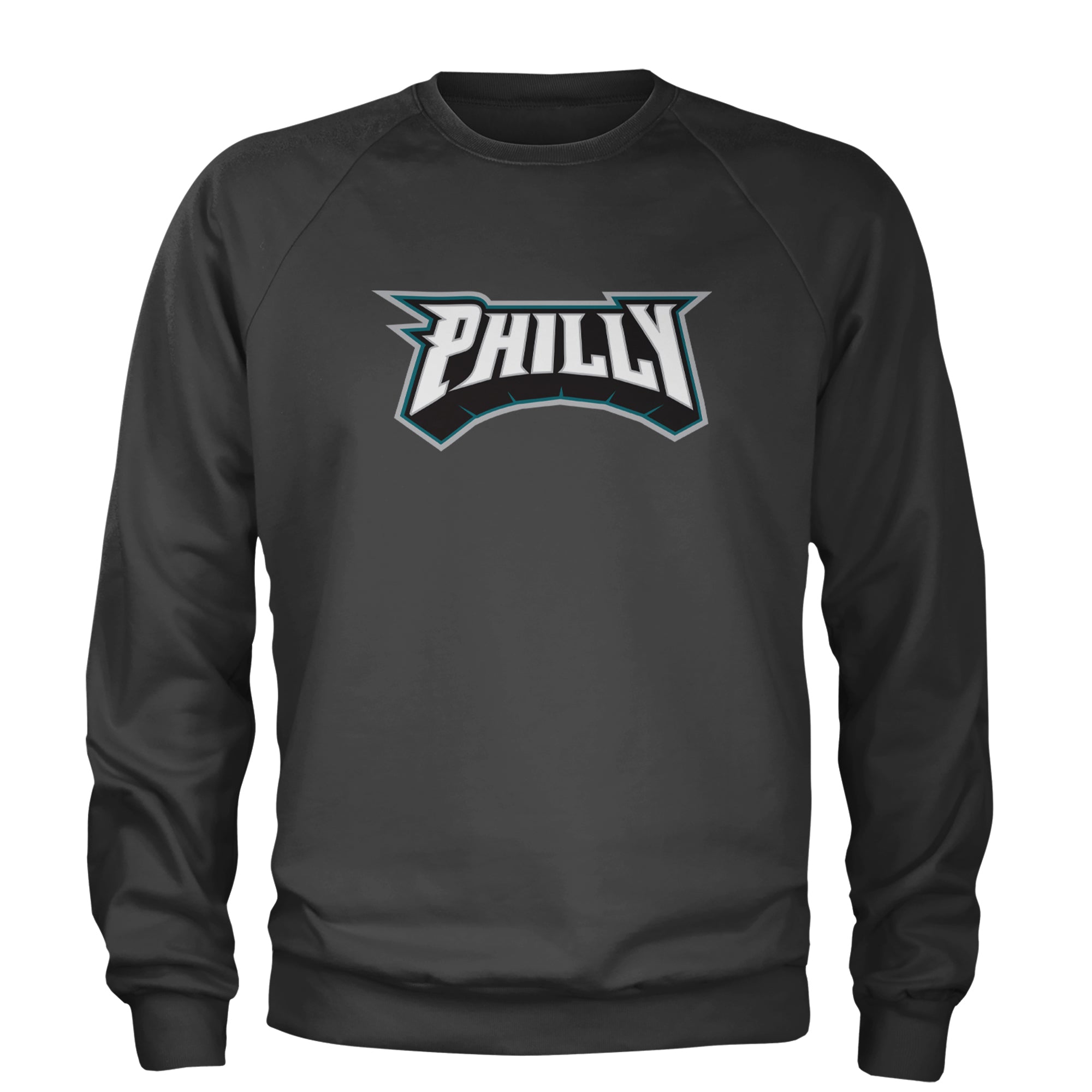 Philly Bold Block Throwback Adult Crewneck Sweatshirt Charcoal Grey