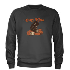 Punch Stay Kind Macaque Adult Crewneck Sweatshirt Charcoal Grey
