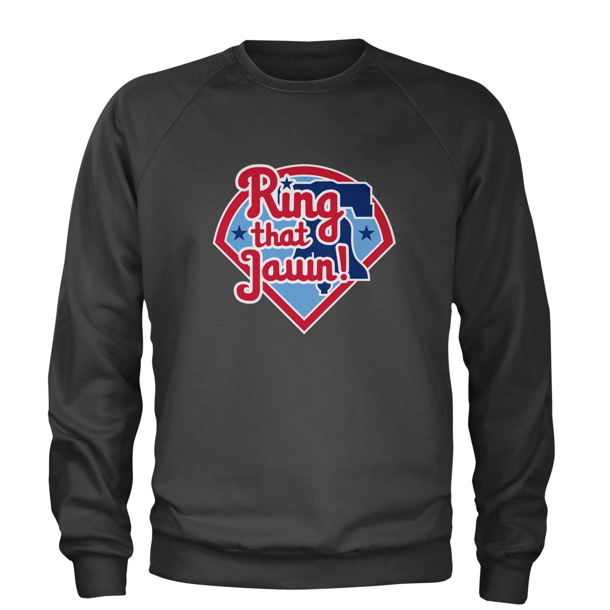 Ring That Jawn Philly Baseball Adult Crewneck Sweatshirt Charcoal Grey