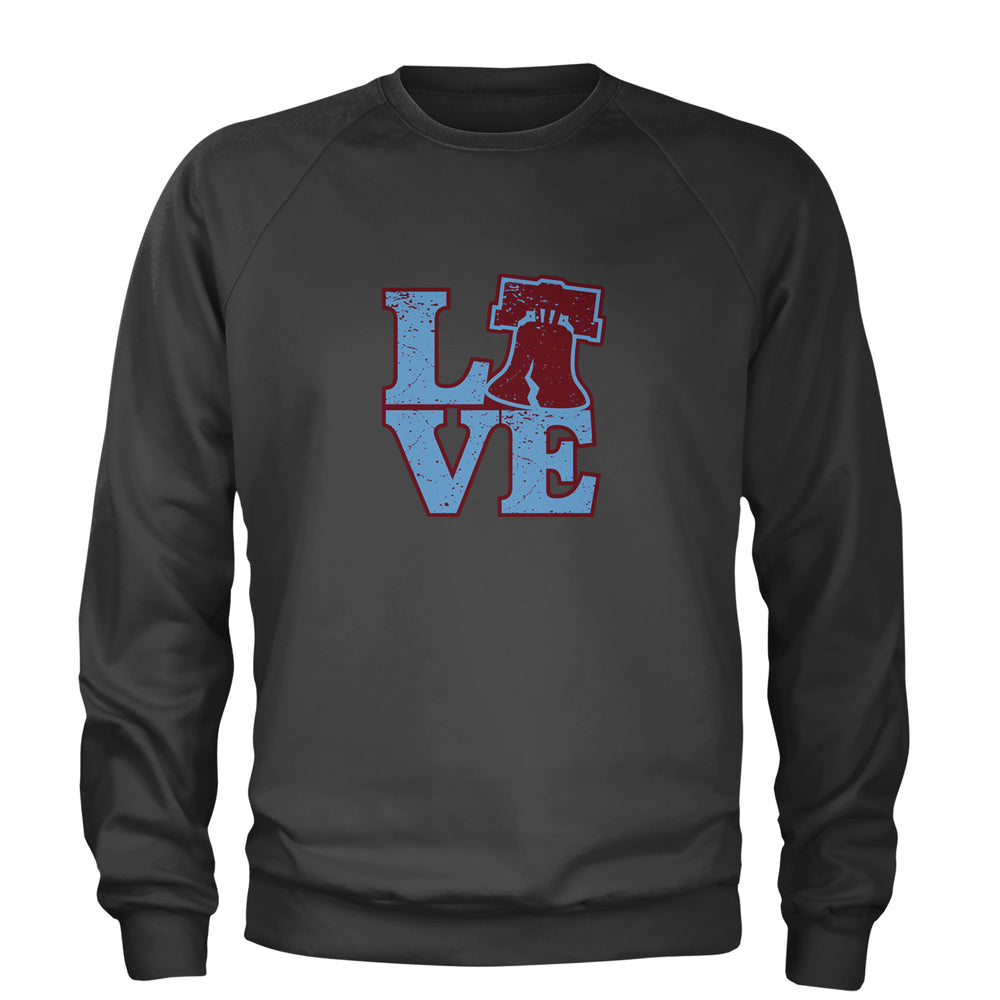 Love Philly Liberty Bell Adult Crewneck Sweatshirt Charcoal Grey
