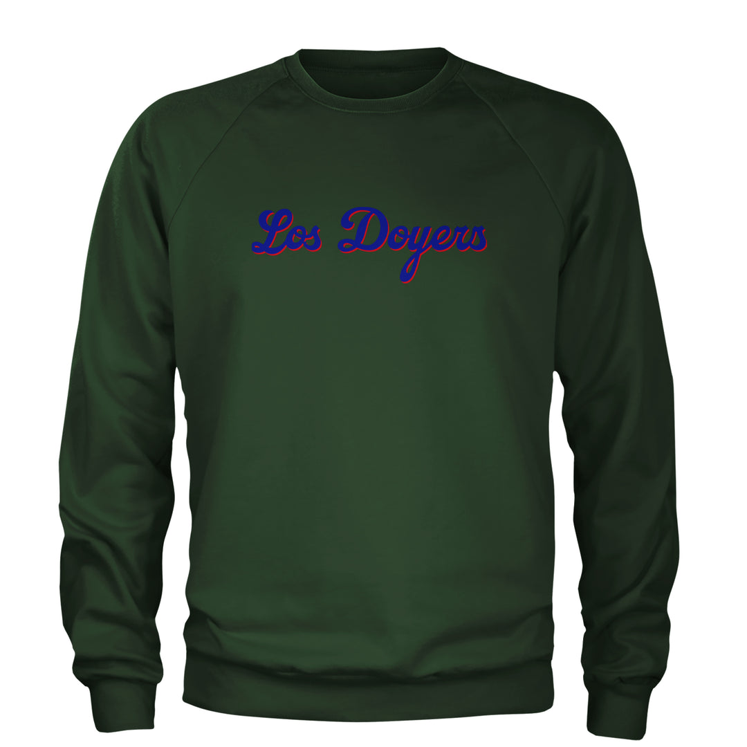 Los Doyers LA Baseball Adult Crewneck Sweatshirt Forest Green