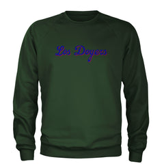 Los Doyers LA Baseball Adult Crewneck Sweatshirt Forest Green
