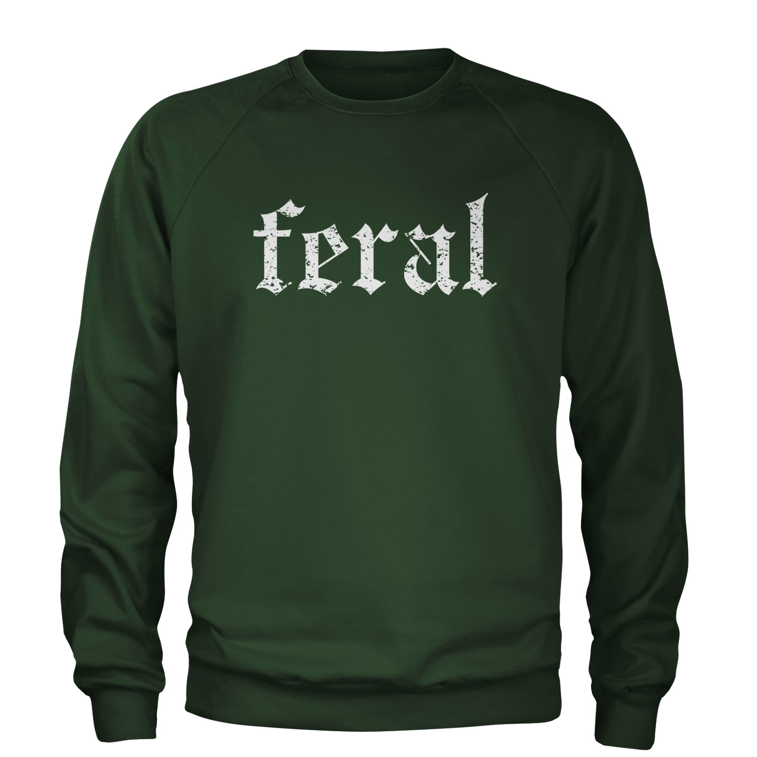 Feral Club Rat Festival Rave EDM Adult Crewneck Sweatshirt Forest Green