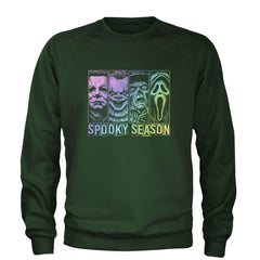 Spooky Season Horror Icons Halloween Adult Crewneck Sweatshirt Forest Green