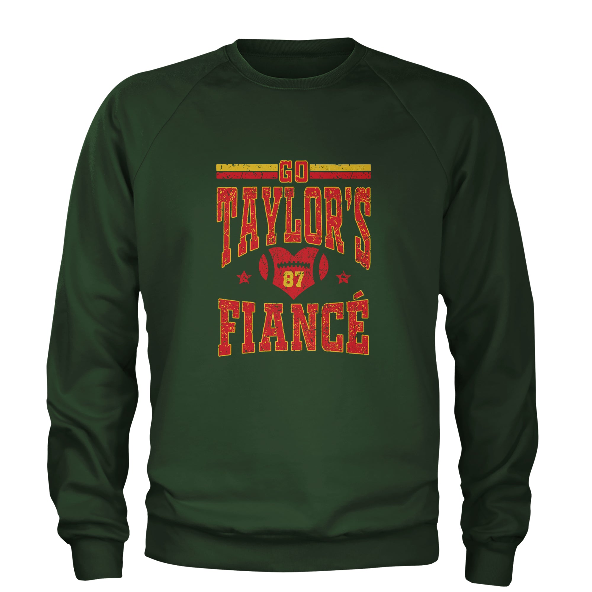 Go Taylor's Fiancé Engagement Game Day Adult Crewneck Sweatshirt Forest Green