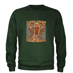 Tung Tung Tung Sahur Enforcer Adult Crewneck Sweatshirt Forest Green