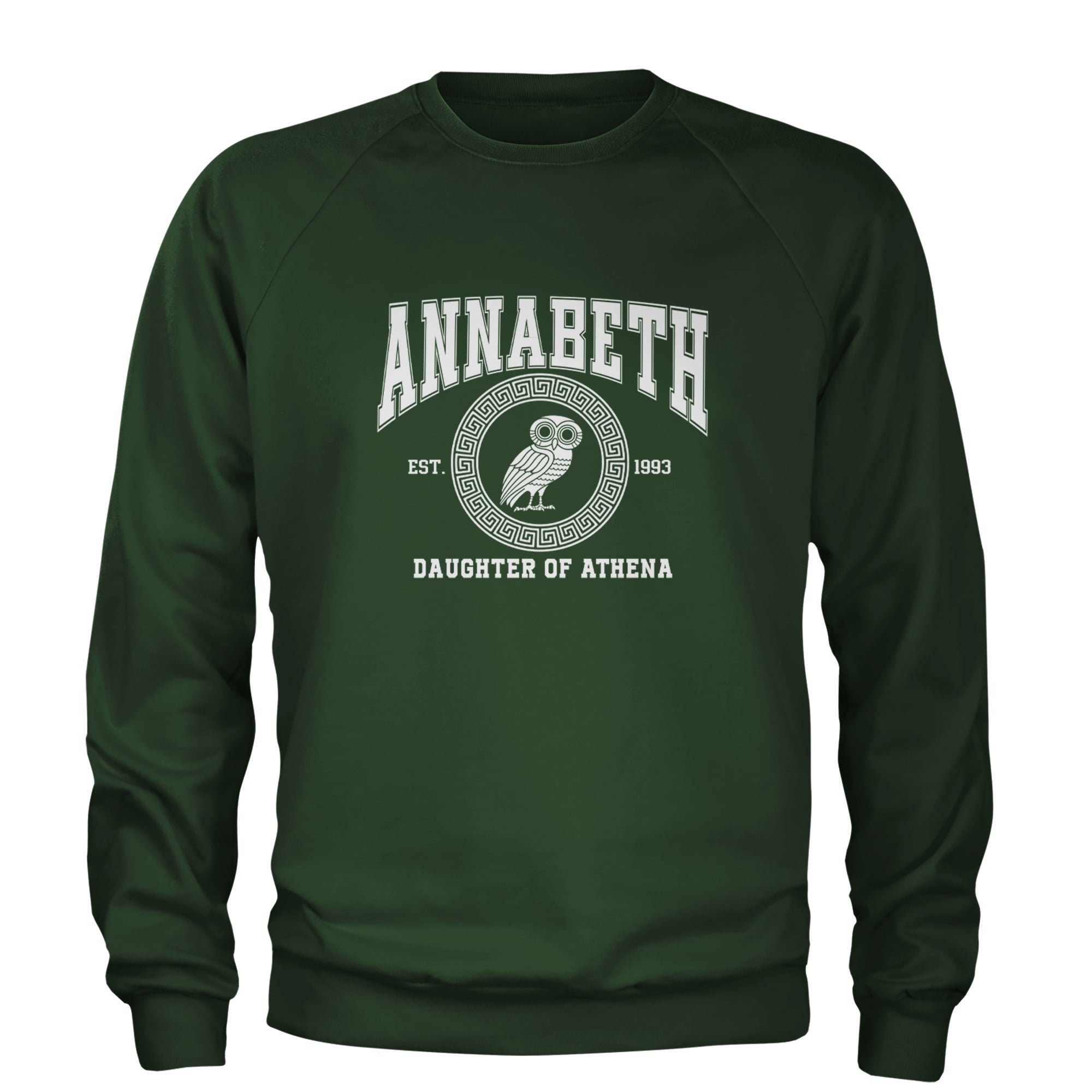 Annabeth Daughter of Athena Owl Wisdom Adult Crewneck Sweatshirt Forest Green
