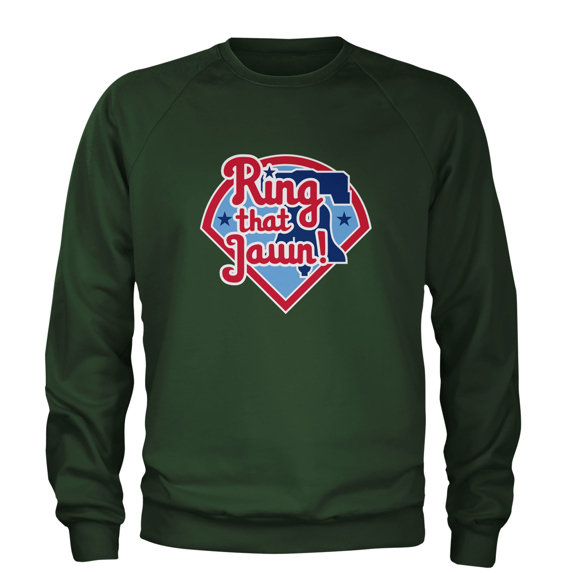 Ring That Jawn Philly Baseball Adult Crewneck Sweatshirt Forest Green