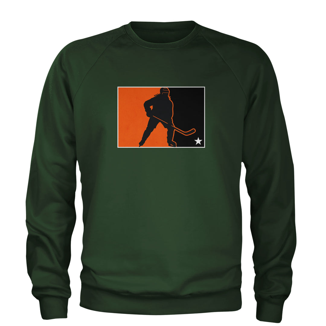 Hockey Enforcer Retro Vintage Adult Crewneck Sweatshirt Forest Green