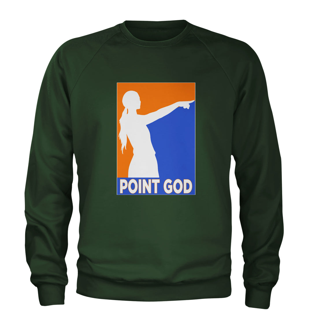 Point God Cunningham Basketball Pointing Meme  Adult Crewneck Sweatshirt Forest Green