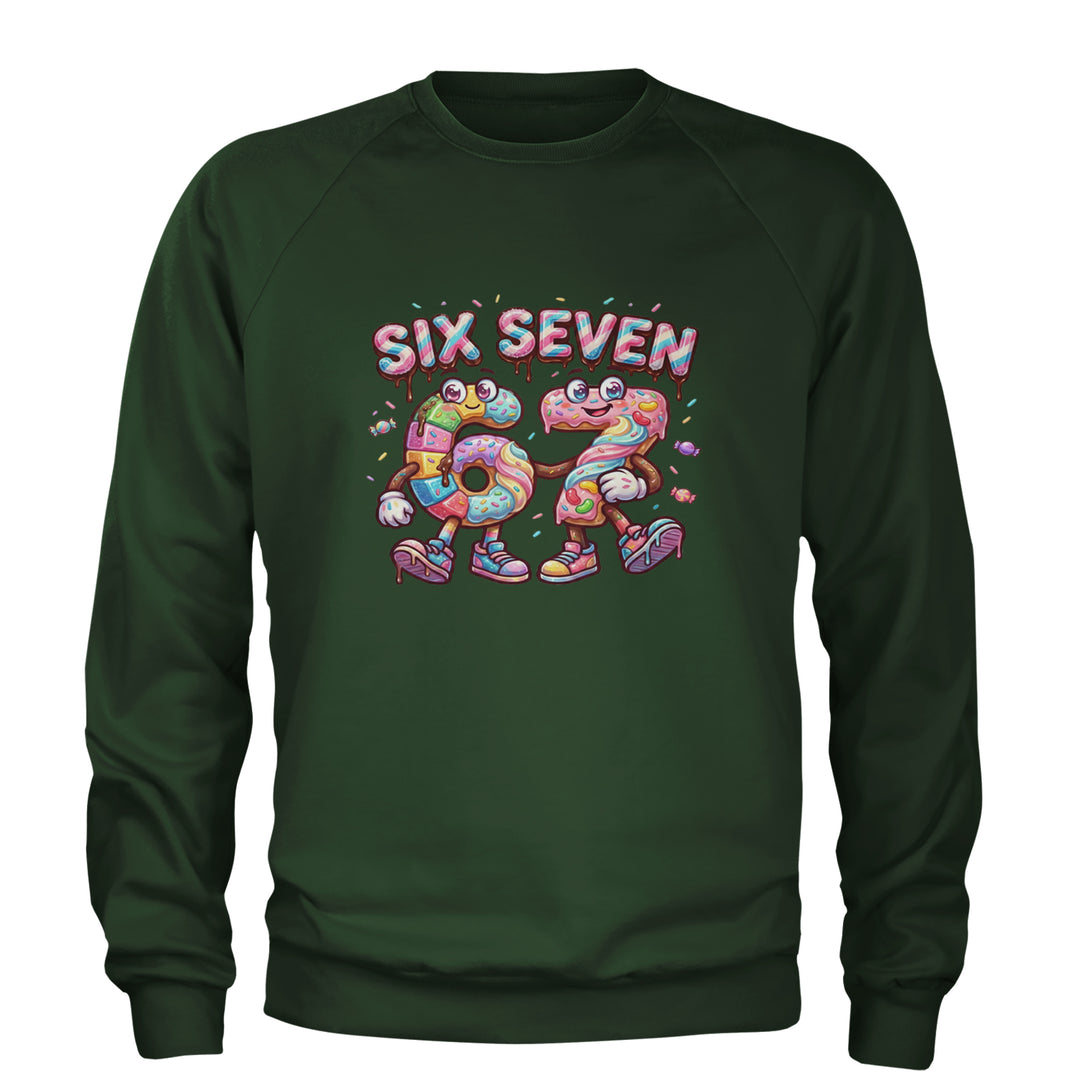 67 Candy Swirl Meme Adult Crewneck Sweatshirt Forest Green