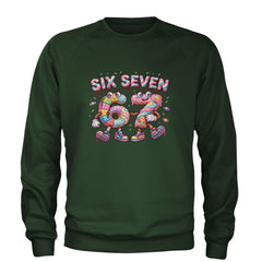 67 Candy Swirl Meme Adult Crewneck Sweatshirt Forest Green