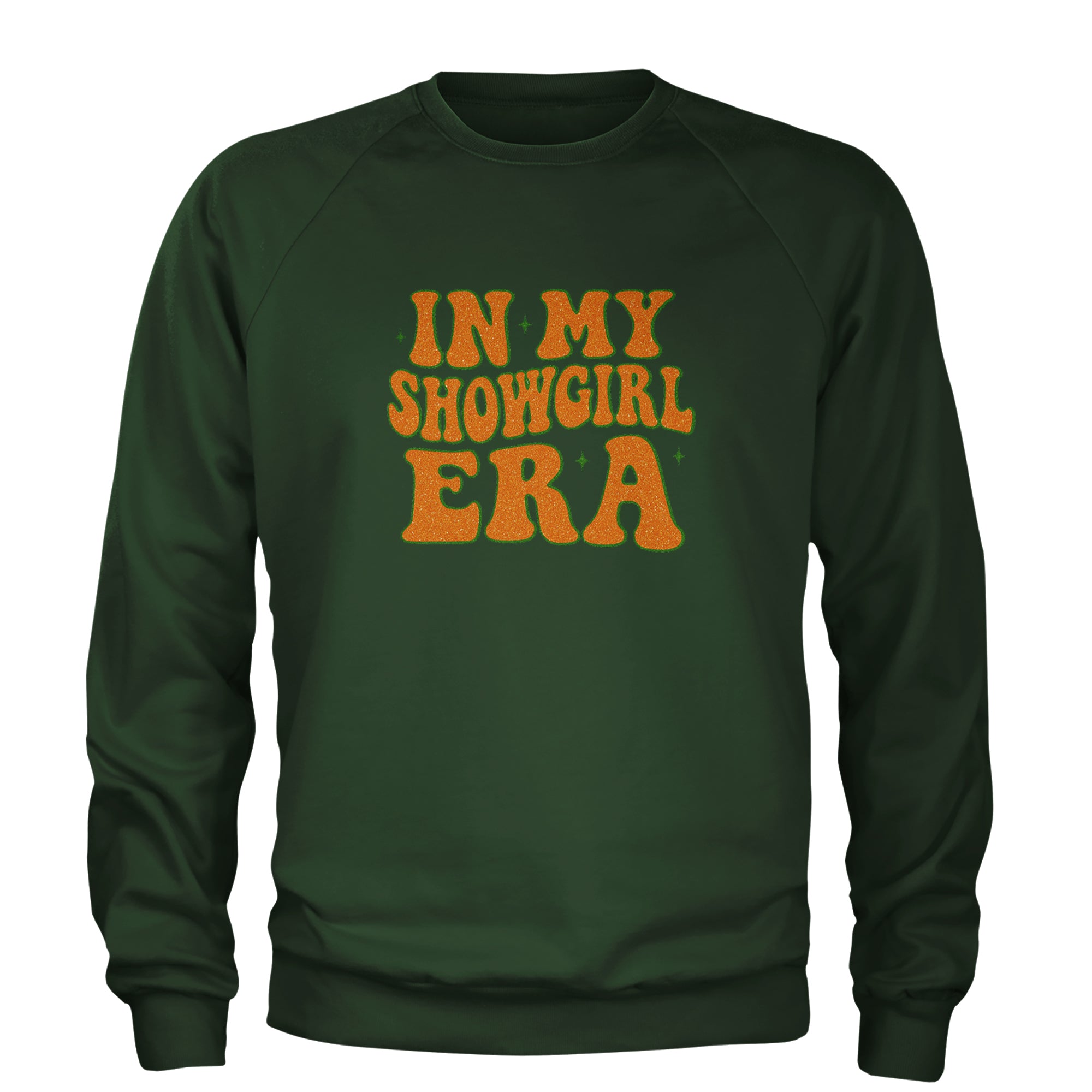 In My Showgirl Era Retro Adult Crewneck Sweatshirt Forest Green