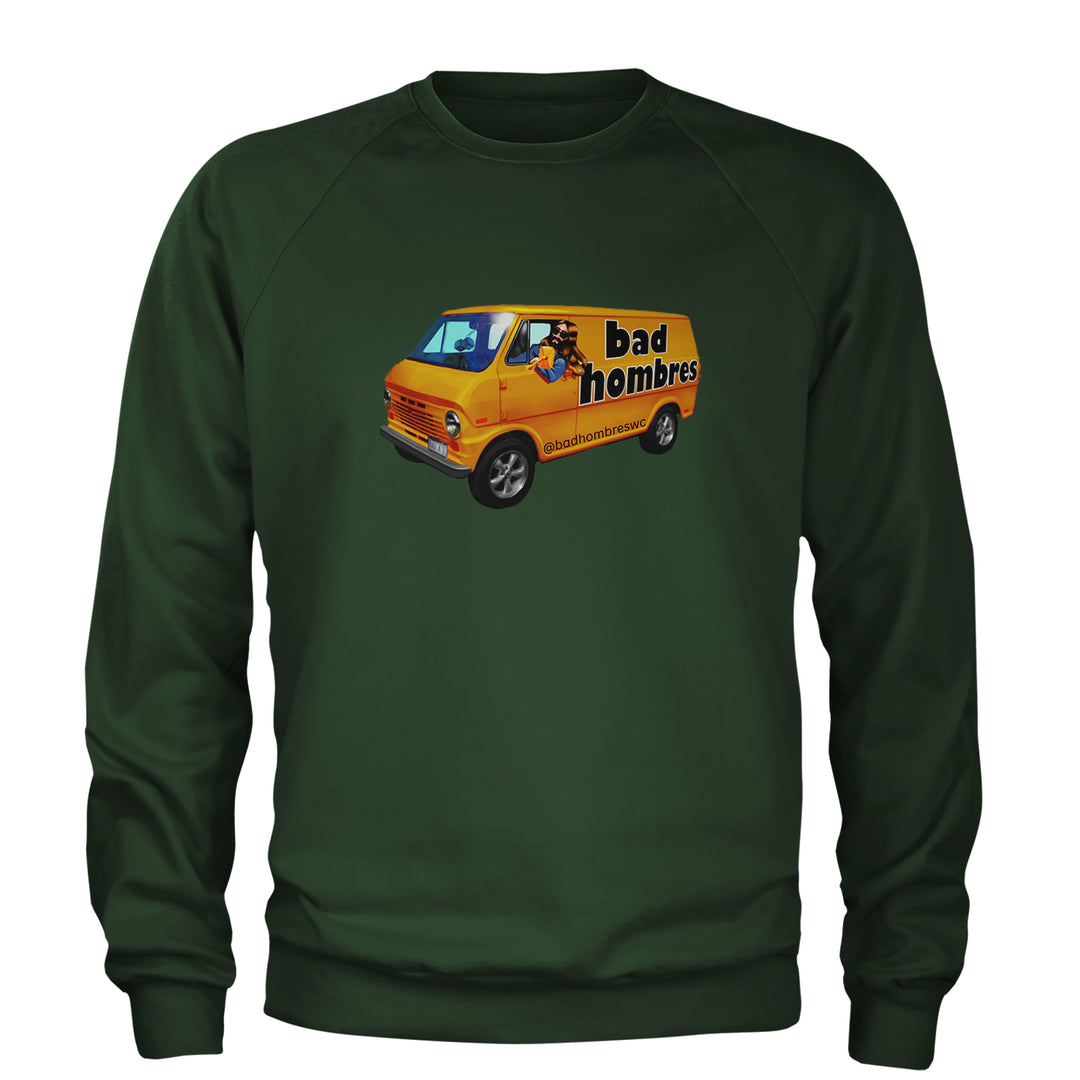 Bad Hombres Van West Chester Band Adult Crewneck Sweatshirt Forest Green