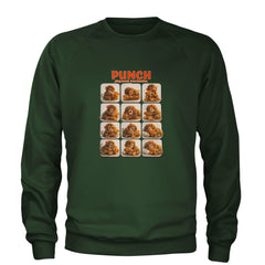 Punch Play Hard Love Harder Adult Crewneck Sweatshirt Forest Green