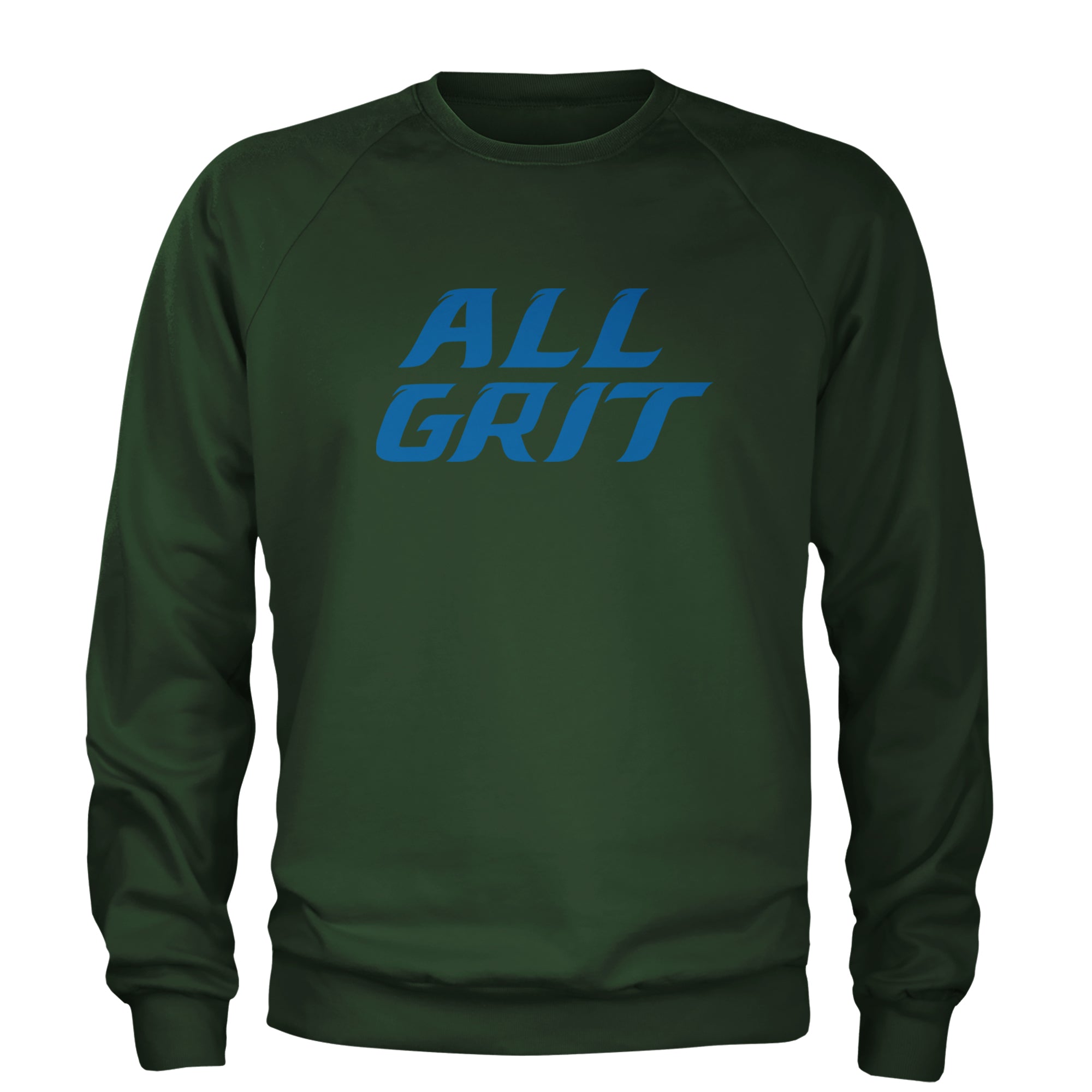 All Grit Detroit Football Adult Crewneck Sweatshirt Forest Green