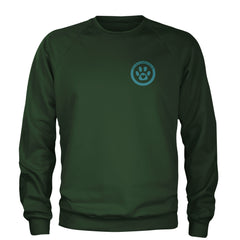 TLC To Love a Canine Dog Rescue Teal Adult Crewneck Sweatshirt Forest Green