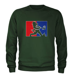 Batter Up Philly Baseball Phan Adult Crewneck Sweatshirt Forest Green