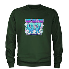67 Six Seven Meme Kawaii Cloud Adult Crewneck Sweatshirt Forest Green