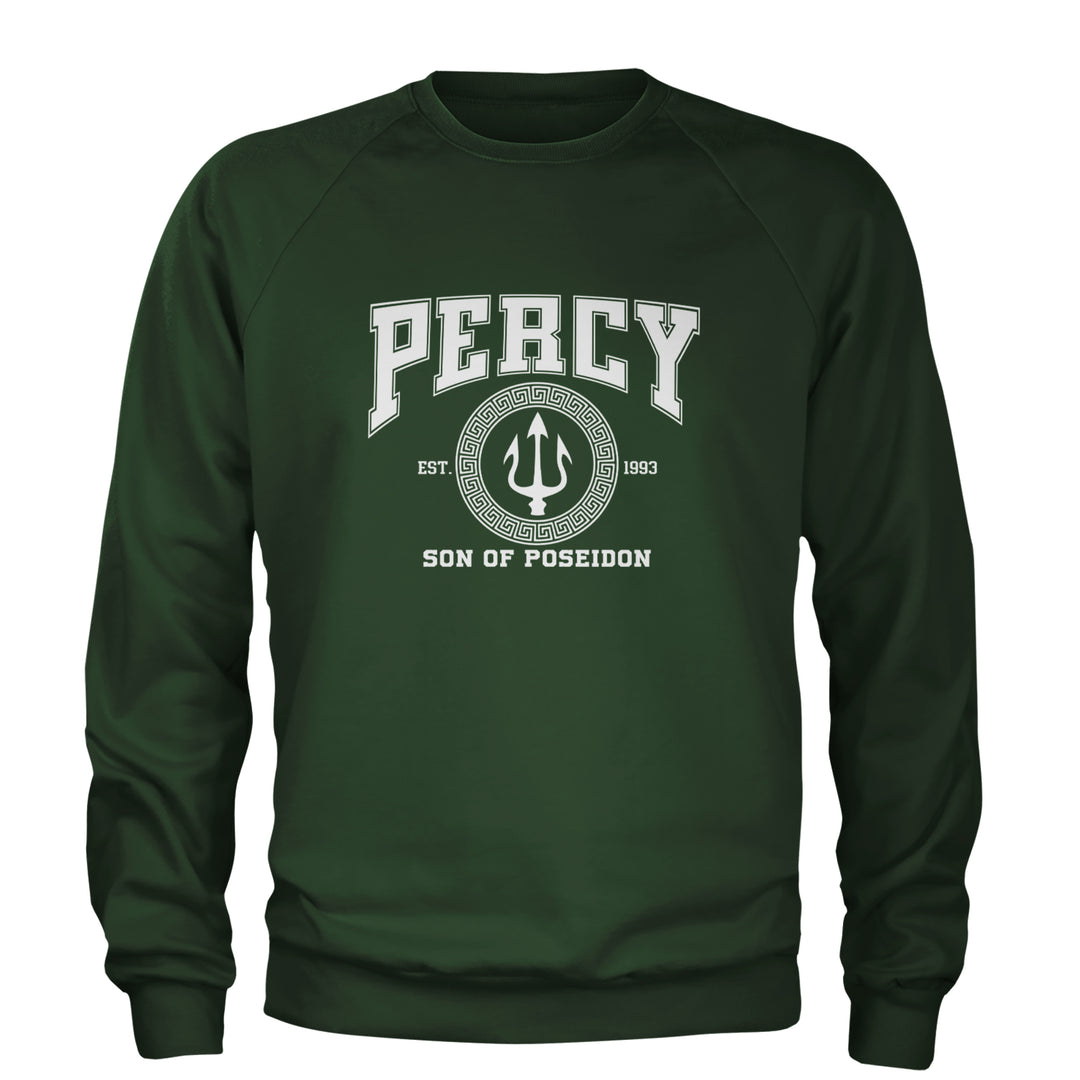 Percy Son Of Poseidon Sea God Adult Crewneck Sweatshirt Forest Green