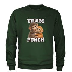 Team Punch Panchi-kun Monkey Adult Crewneck Sweatshirt Forest Green